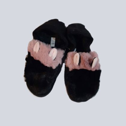 ПАНТОФИ ДАМСКИ ЗАТВОРЕНИ С УШИЧКИ - ЧЕРНИ