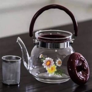 СТЪКЛЕН ЧАЙНИК ЦВЕТЕ С ФИЛТЪР 0.800л